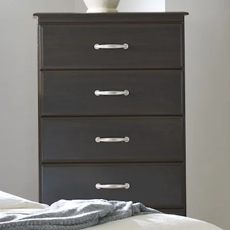 5-Drawer Chest with Block Feet and Silver Drawer Pulls